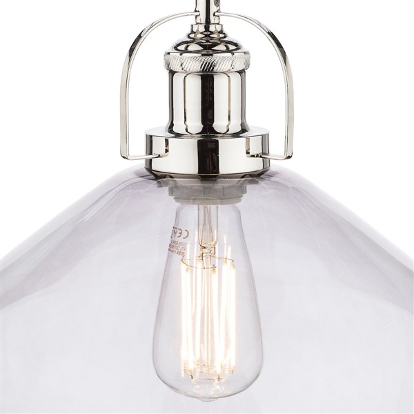 (image for) Laura Ashley Rye Pendant Polished Nickel Smoked Glass